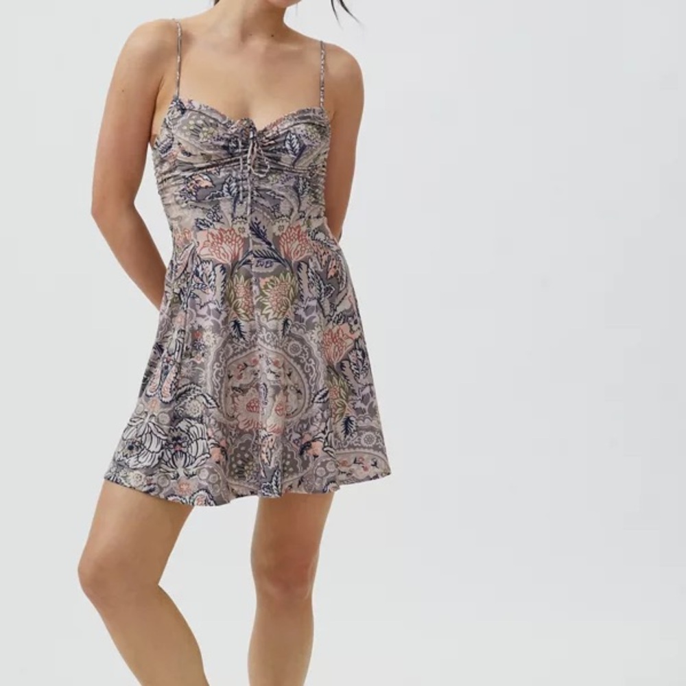 UO Dasha Ruched Bodice Mini Dress